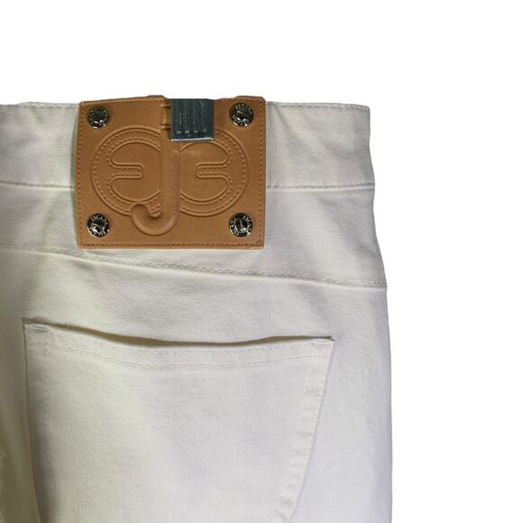 ESCADA Pants Womens Sz 12 Creamy White Straight Leg Cotton Jean Mid-Rise Stretch - Picture 3 of 10